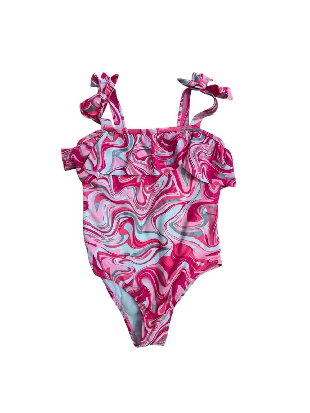 Tommy Bahama Swimsuit Size 6 Pink White Silver Girls